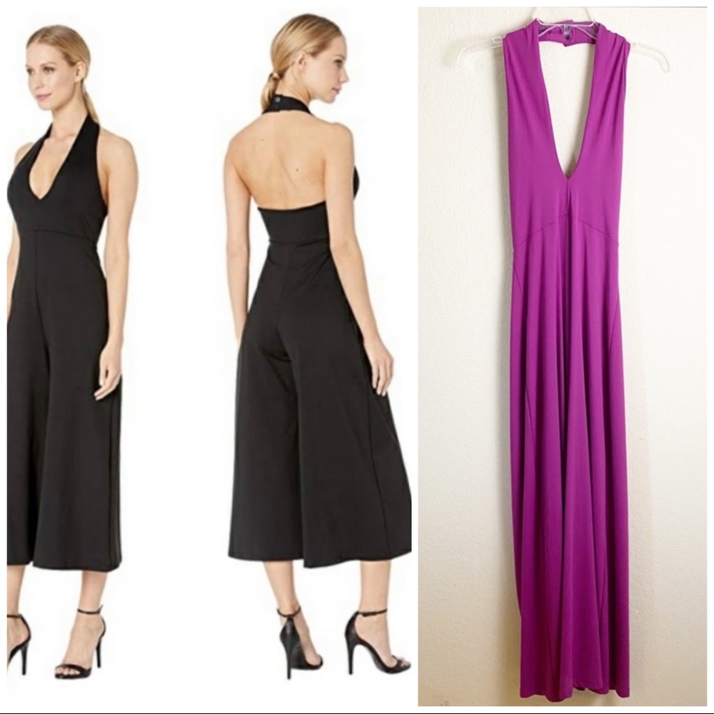 Susana Monaco Fuscia V-Neck Cropped  Jumpsuit